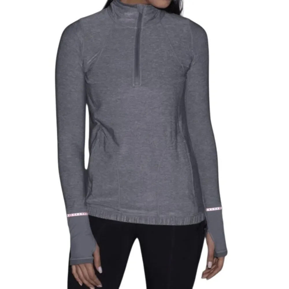 LULULEMON ATHLETICA Pace Pusher 1/2 Zip in Heathered Slate/Slate Size 10